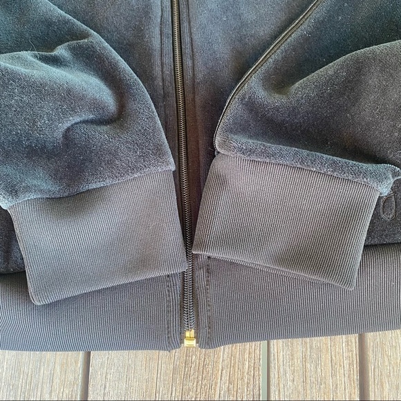 Juicy Couture Black Velour Full Zip Track Hoodie High Neck Bling Rhinestone Sml - Picture 10 of 12